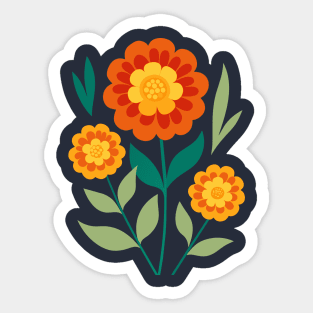 Retro Marigold Flowers Sticker